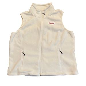 Vineyard Vines xl white vest fleece fitted front zip front zip pockets